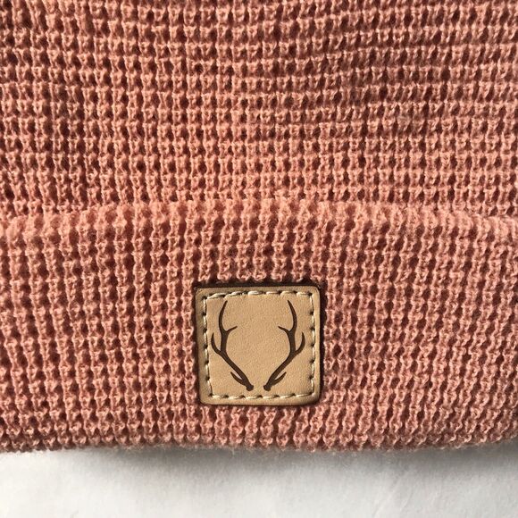 Richardson Beanie Soft Acrylic Pale Coral Folded Cuff Waffle Weave Hat Cap OS - Picture 2 of 5